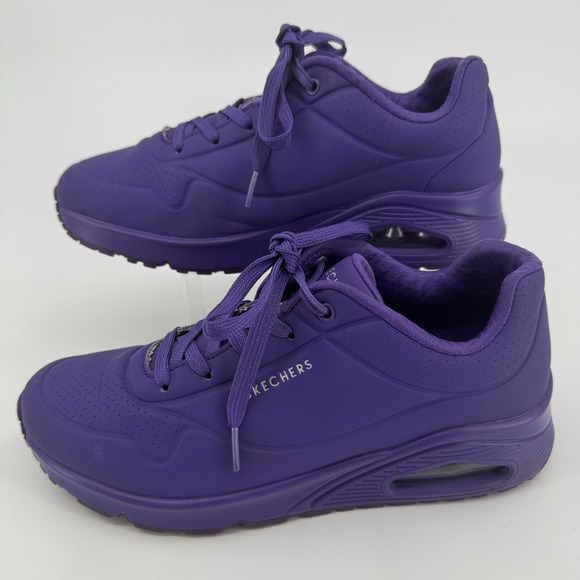Skechers Uno Nights Shades Shoes WOMENS Purple Lace Up Sneakers SIZE 9.5 - Picture 2 of 8